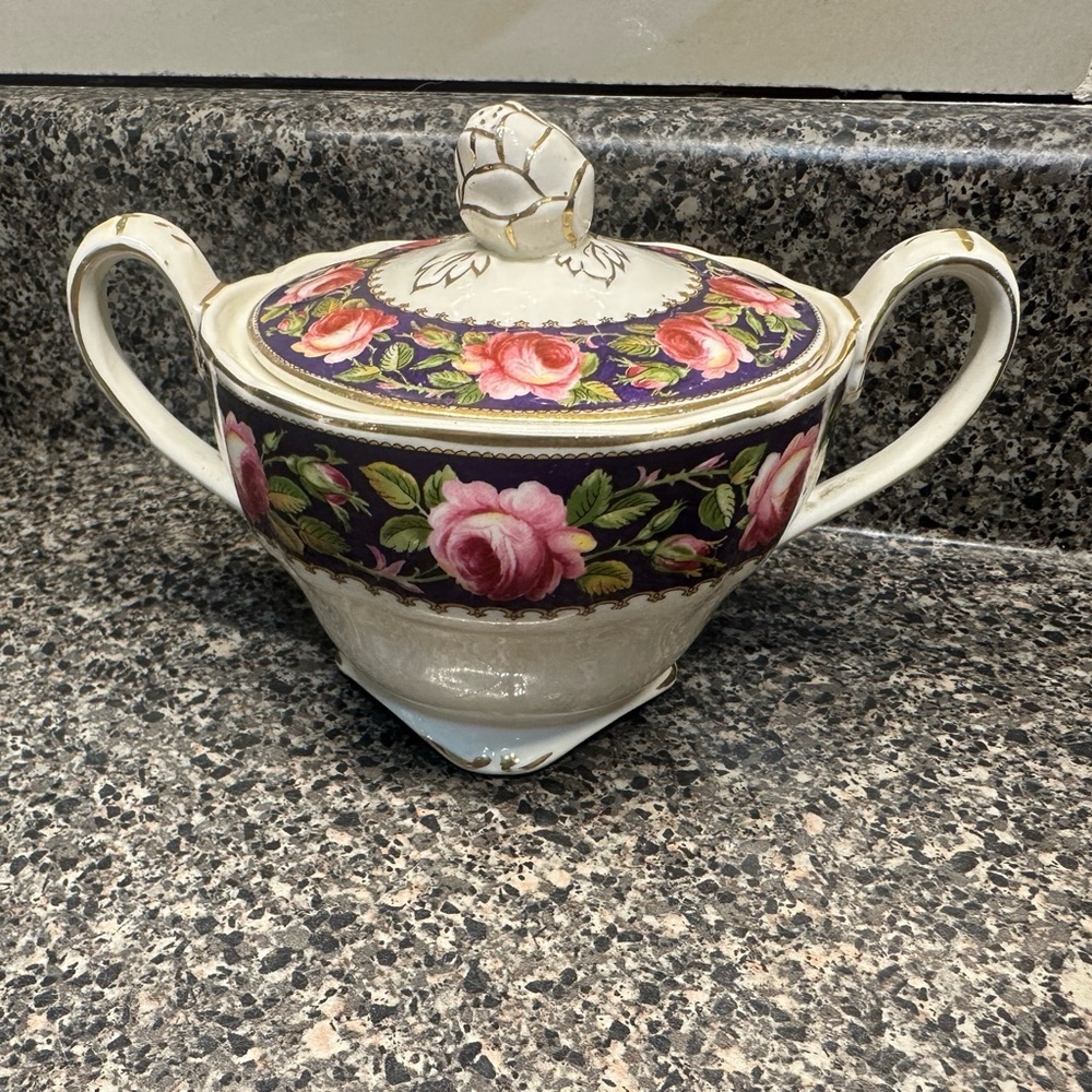 Rare Vintage 1950s Marlborough Royal Petal England Sugar Bowl